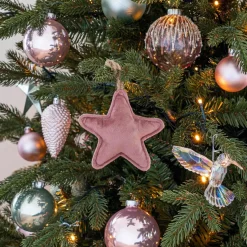 Weihnachtsbaumanhänger Stern, Altrosa, Flanell, 12 Cm