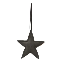 Weihnachtsbaumanhänger Stern, Schwarz, Leder, 12 Cm