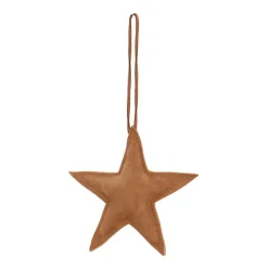 Weihnachtsbaumanhänger Stern, Hellbraun, Leder, 12 Cm