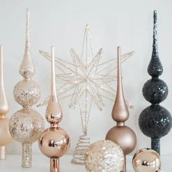 Weihnachtsbaumspitze Taupe Matt, Glas