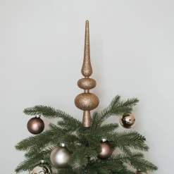 Weihnachtsbaumspitze, Taupe Mit Glitzer, Kunststoff, 30 Cm