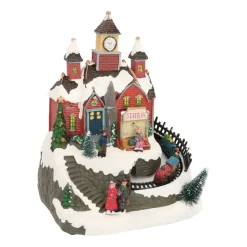 Weihnachtsdorf Bahnhof, LED-Beleuchtung & Musik, 19,5 Cm