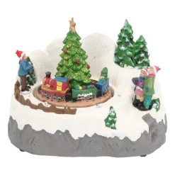 Weihnachtsdorf Rotierende Eisenbahn, LED-Beleuchtung & Musik, 17,5 Cm