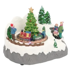 Weihnachtsdorf Rotierende Eisenbahn, LED-Beleuchtung & Musik, 17,5 Cm