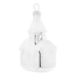 Weihnachtskirche Mit Schneebedecktem Dach, Silber, Glas, 8 Cm