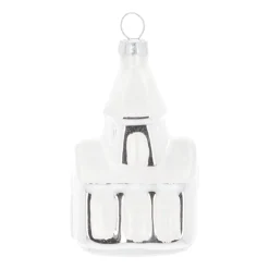 Weihnachtskirche Mit Schneebedecktem Dach, Silber, Glas, 8 Cm