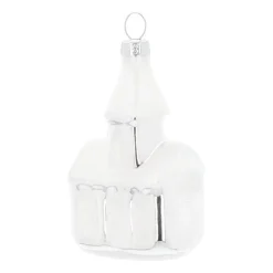 Weihnachtskirche Mit Schneebedecktem Dach, Silber, Glas, 8 Cm