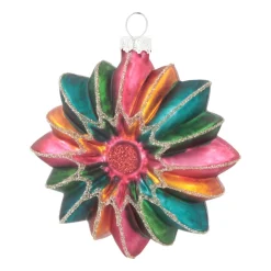 Weihnachtskugel Blume, Bunt, Glas, 9 Cm