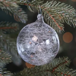 Weihnachtskugel Drahtgeflecht, Transparent, Glas, 8 Cm