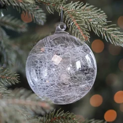 Weihnachtskugel Drahtgeflecht, Transparent, Glas, 10 Cm