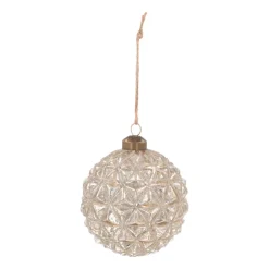 Weihnachtskugel Dreieckmuster, Champagner, Glas, 10 Cm