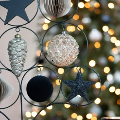 Weihnachtskugel Dreieckmuster, Champagner, Glas, 10 Cm