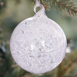 Weihnachtskugel Eiskristalle, Transparent, Glas, 8 Cm