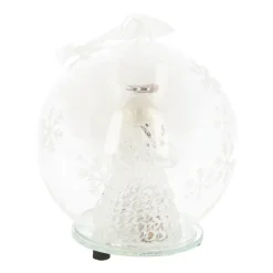 Weihnachtskugel Engel Mit Taube Mit LED-Licht, Aus Glas, 10 Cm