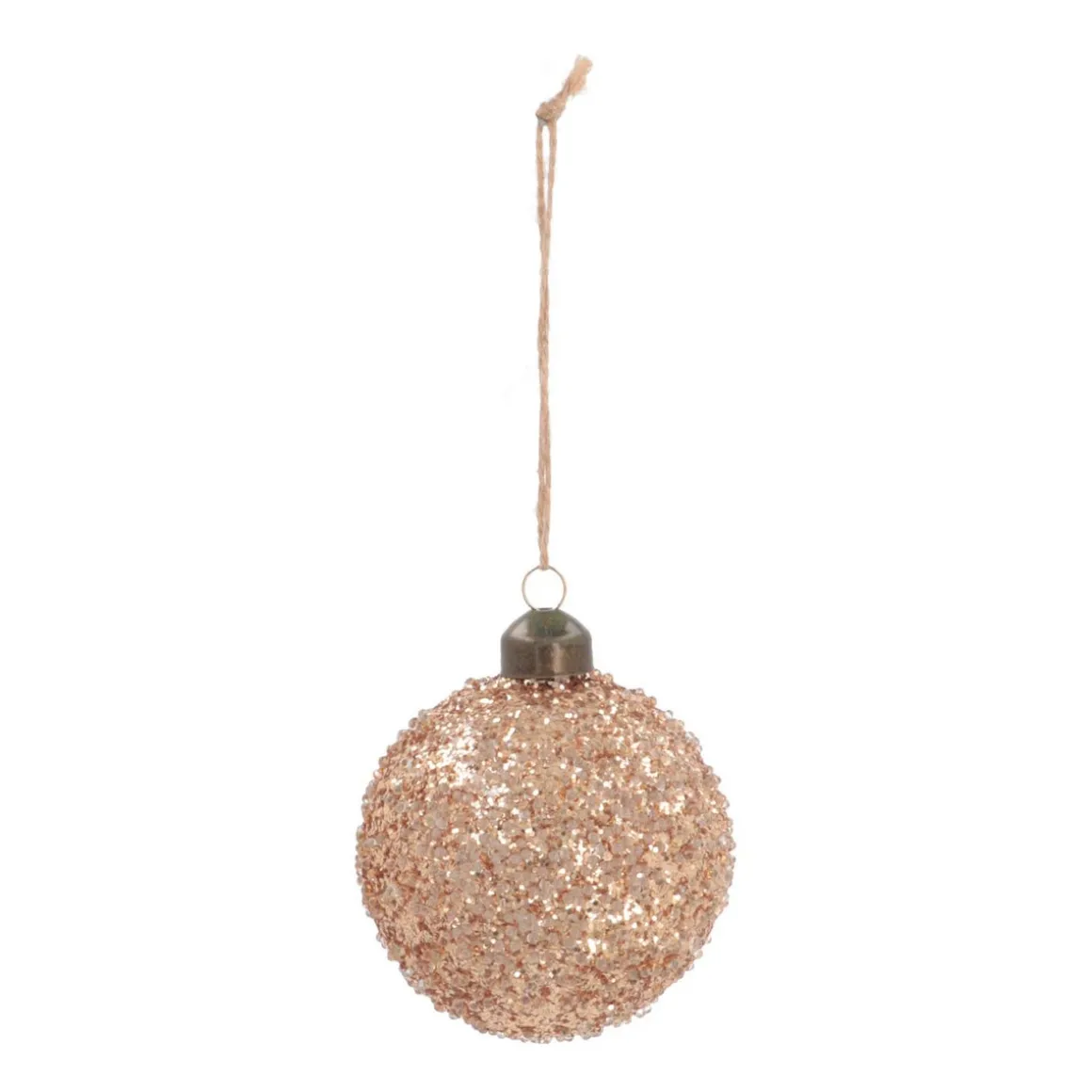 Weihnachtskugel Glitzer & Dekoperlen, Kupfer, Glas, 8 Cm