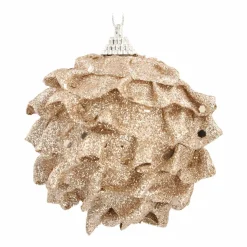 Weihnachtskugel Glitzer-Blume, Champagner, Kunststoff, 8 Cm