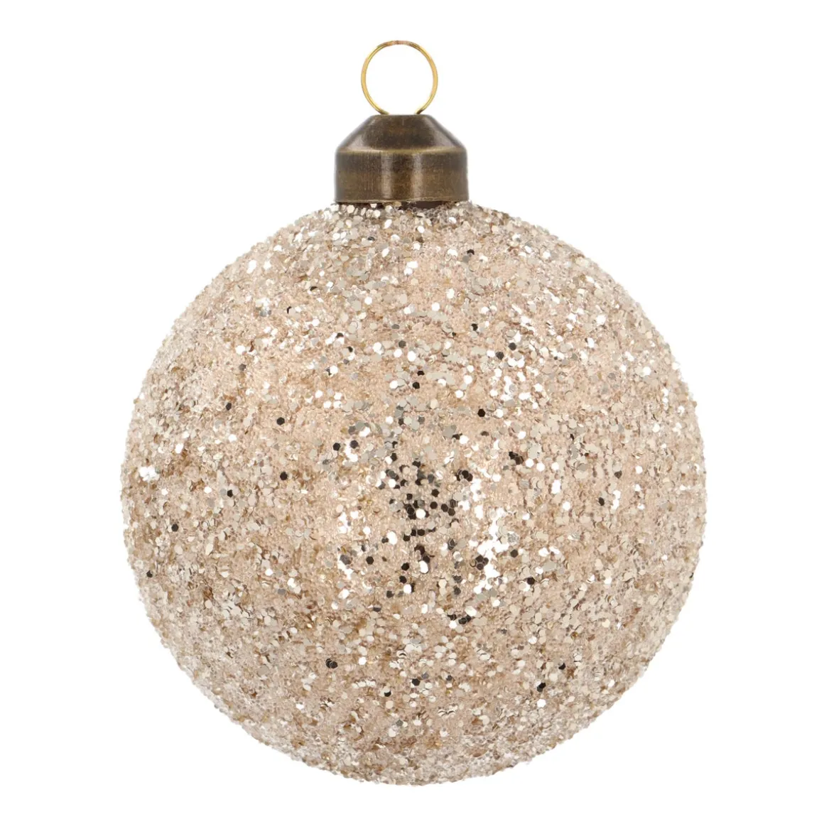 Weihnachtskugel Glitzerperlen, Champagner, Glas, 8 Cm