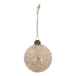 Weihnachtskugel Glitzerperlen, Champagner, Glas, 8 Cm