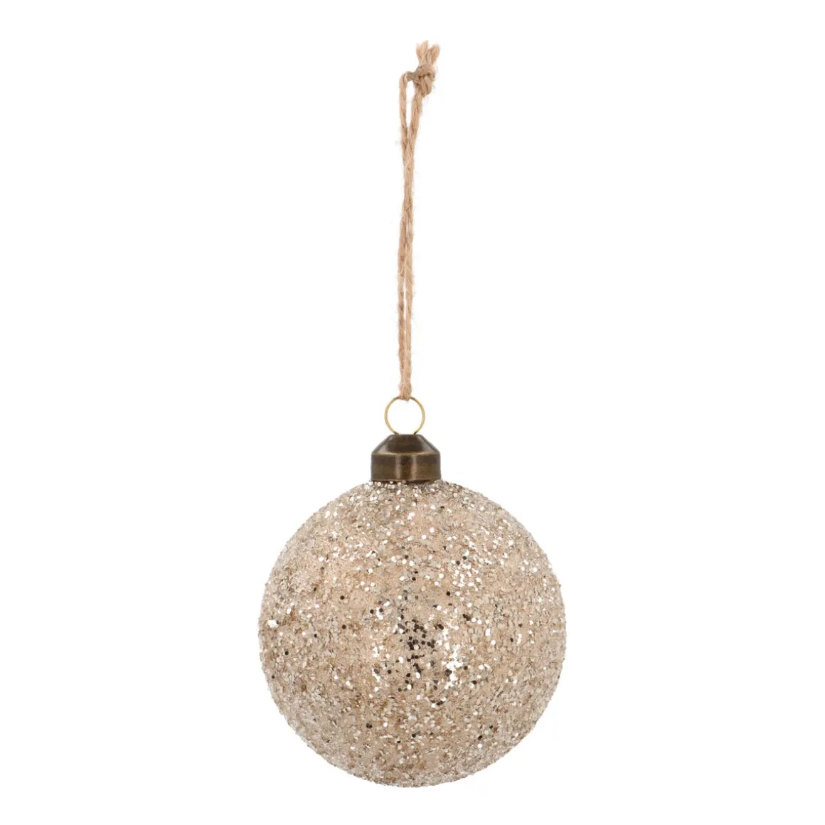 Weihnachtskugel Glitzerperlen, Champagner, Glas, 8 Cm