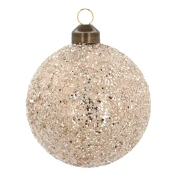 Weihnachtskugel Glitzerperlen, Champagner, Glas, 8 Cm