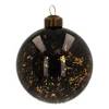 Weihnachtskugel Goldtupfen, Schwarz, Glas, 8 Cm