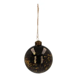 Weihnachtskugel Goldtupfen, Schwarz, Glas, 8 Cm