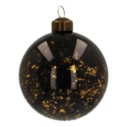 Weihnachtskugel Goldtupfen, Schwarz, Glas, 8 Cm