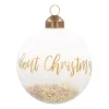 Weihnachtskugel „It's All About Christmas“, Transparent-weiß-gold, Glas, 8 Cm