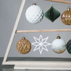 Weihnachtskugel „It's All About Christmas“, Transparent-weiß-gold, Glas, 8 Cm