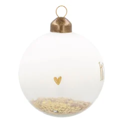 Weihnachtskugel „It's All About Christmas“, Transparent-weiß-gold, Glas, 8 Cm