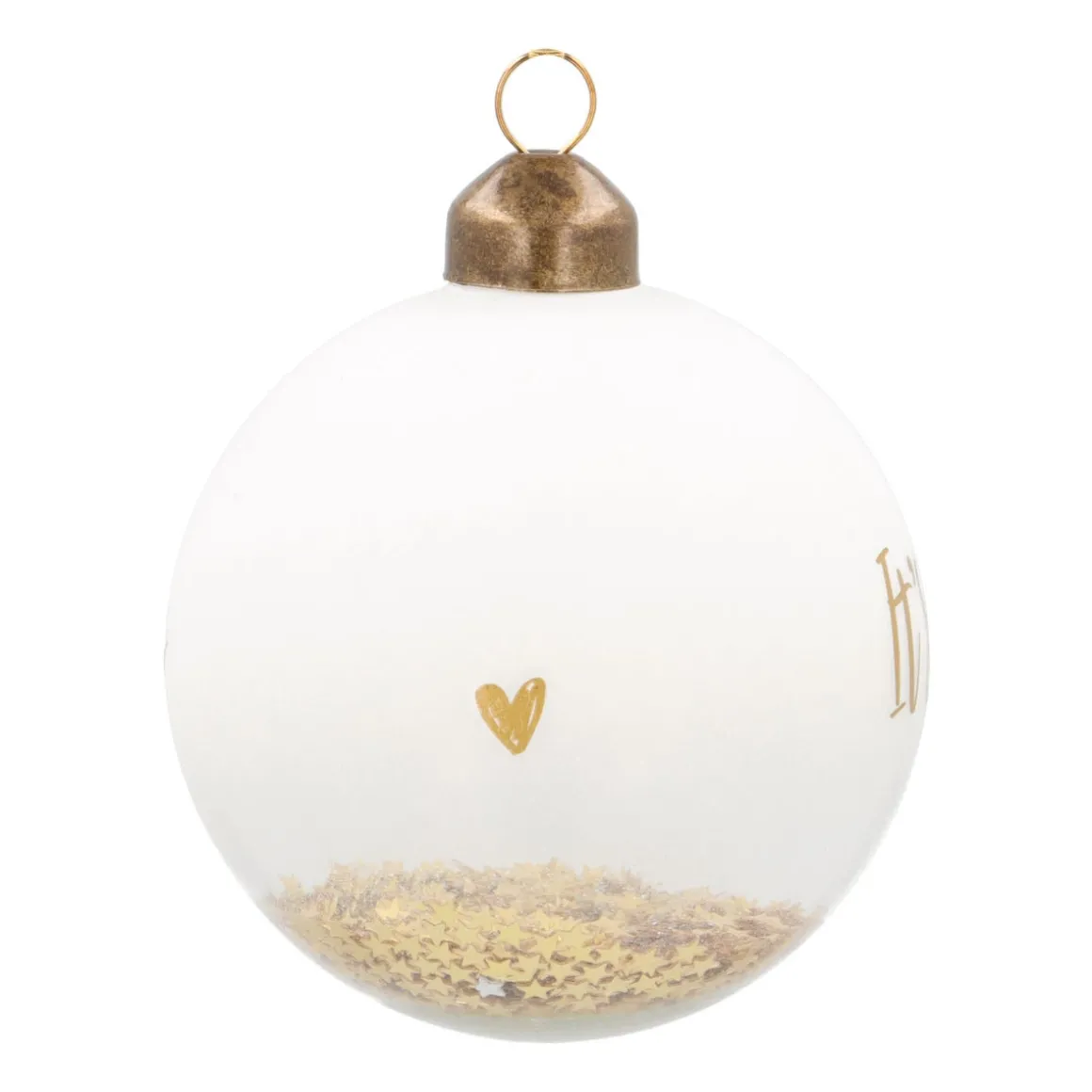 Weihnachtskugel „It's All About Christmas“, Transparent-weiß-gold, Glas, 8 Cm
