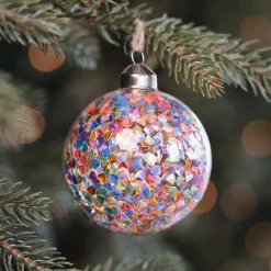 Weihnachtskugel Konfetti, Bunt, Glas, 8 Cm