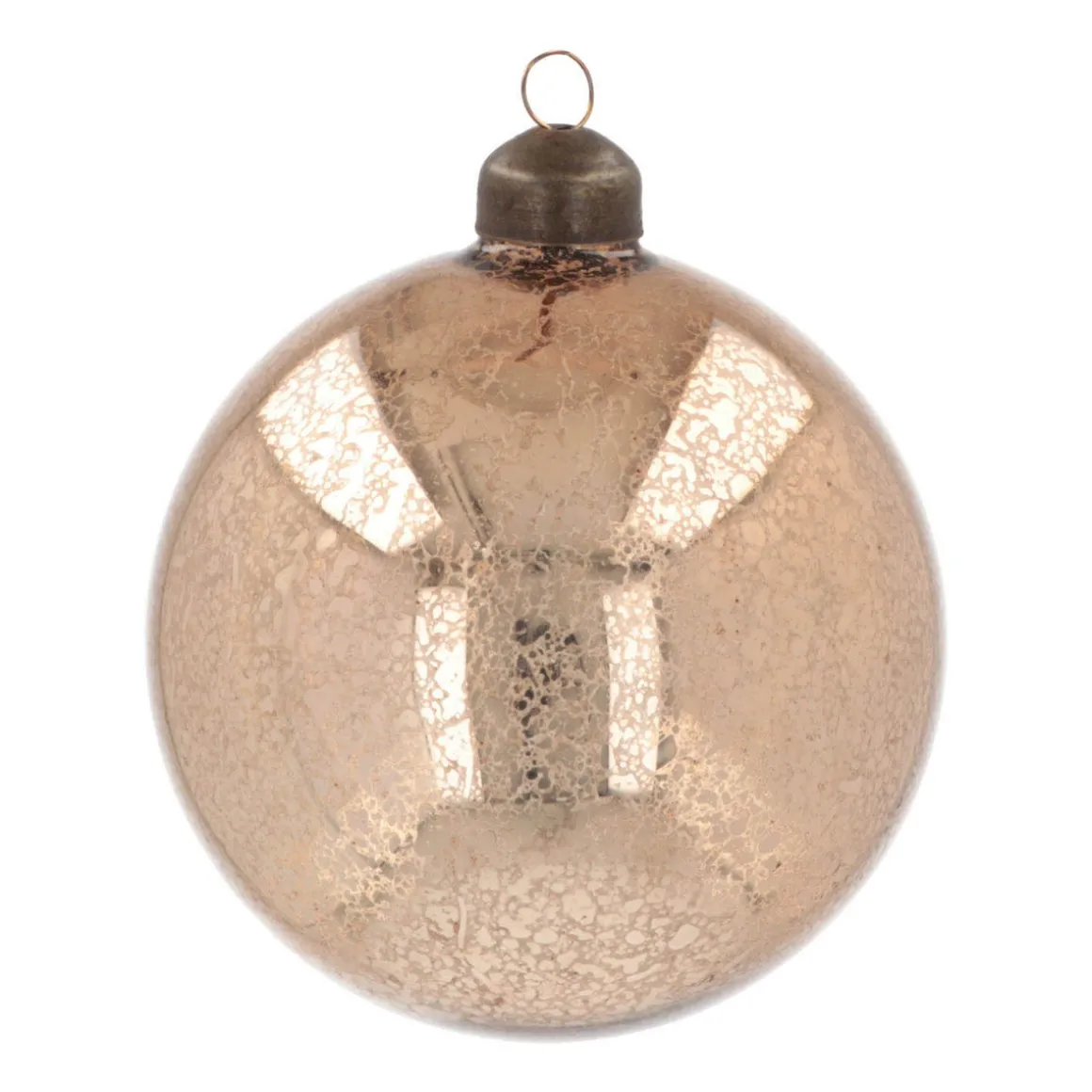 Weihnachtskugel Krakelee, Champagner, Glas, 10 Cm