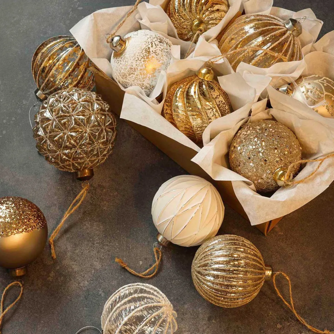 Weihnachtskugel Lampion, Altsilber-champagner, Glas, 8 Cm