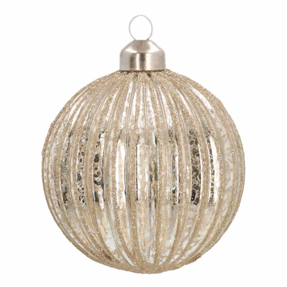 Weihnachtskugel Lampion, Altsilber-champagner, Glas, 8 Cm
