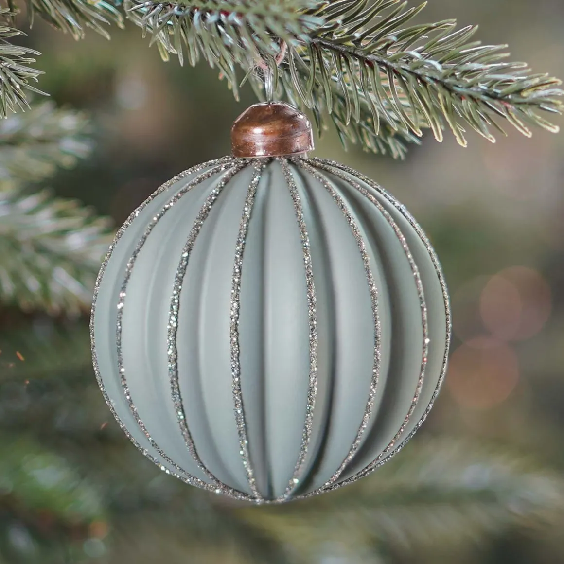 Weihnachtskugel Lampion, Cottage Green, Glas, 8 Cm
