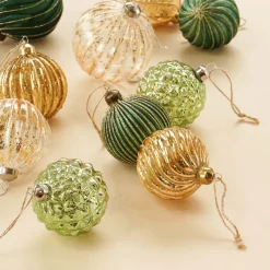 Weihnachtskugel Lampion, Dunkelgrün, Glas, 8 Cm