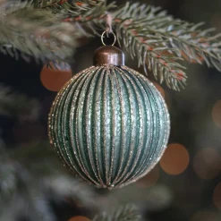 Weihnachtskugel Lampion, Dunkelgrün, Glas, 8 Cm