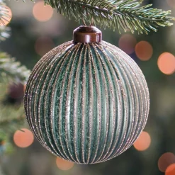 Weihnachtskugel Lampion, Dunkelgrün, Glas, 10 Cm