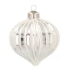 Weihnachtskugel Lampion In Zwiebelform, Silber, Glas, 8 Cm
