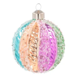 Weihnachtskugel Lampion Mit Dekoperlen, Bunt, Glas, 8 Cm
