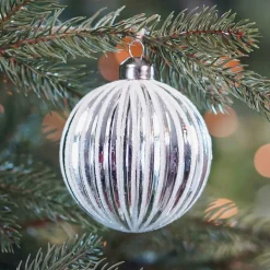 Weihnachtskugel Lampion, Silber, Glas, 8 Cm