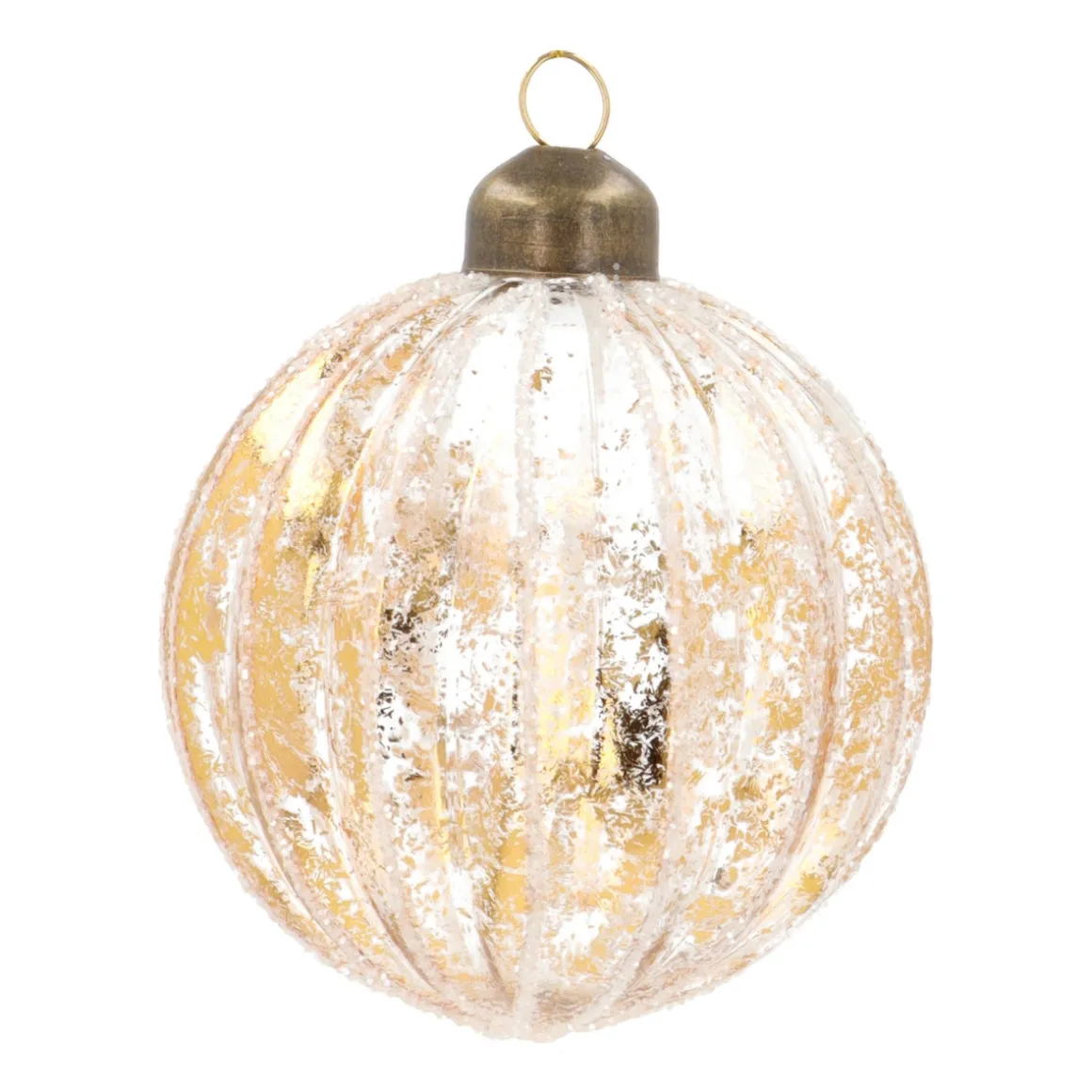 Weihnachtskugel Lampion, Transparent-gold, Glas, 8 Cm