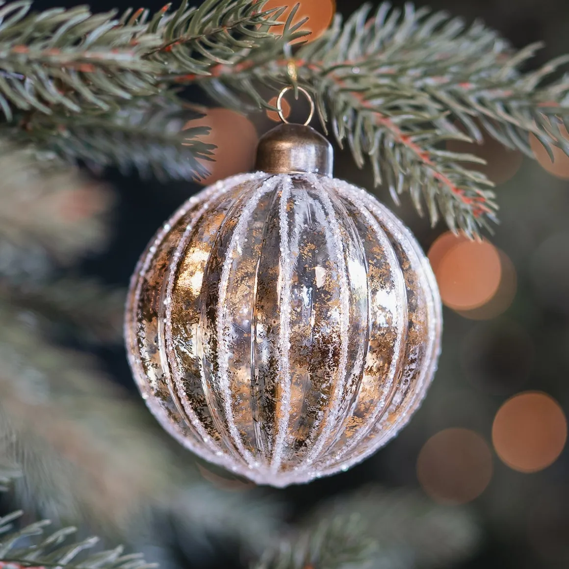 Weihnachtskugel Lampion, Transparent-gold, Glas, 8 Cm