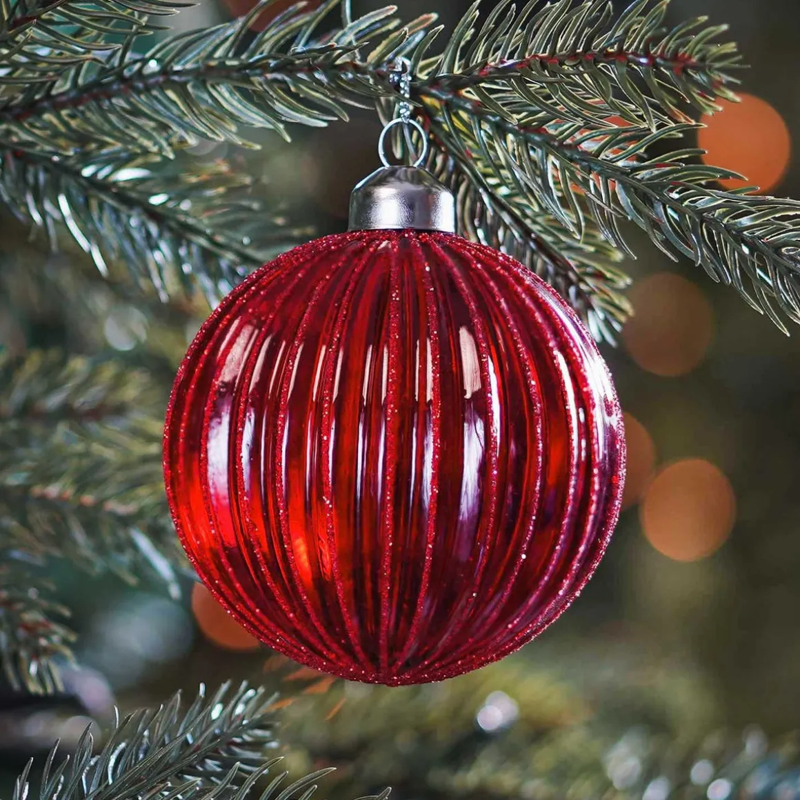 Weihnachtskugel Lampion, Transparent-beerenfarben, Glas, 8 Cm