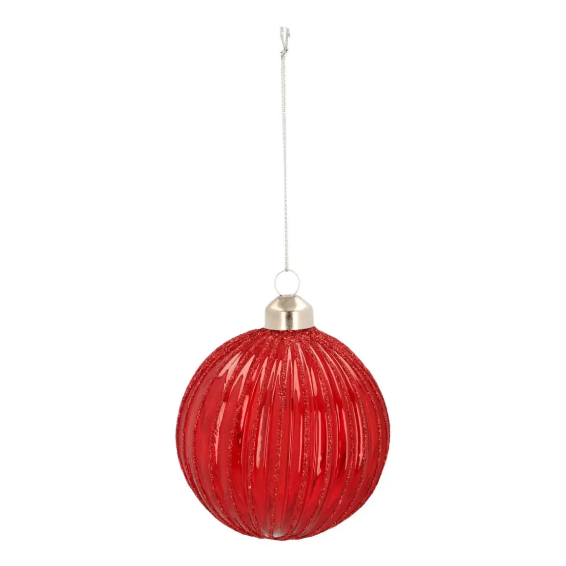Weihnachtskugel Lampion, Transparent-beerenfarben, Glas, 8 Cm