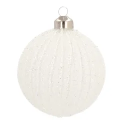 Weihnachtskugel Lampion, Weiß, Glas, 8 Cm
