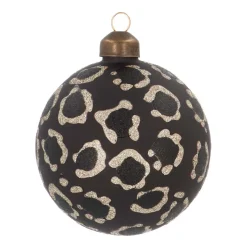 Weihnachtskugel Leoprint, Schwarz, Glas, 8 Cm