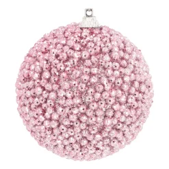 Weihnachtskugel Mit Dekoperlen, Rosa, Kunststoff, 8 Cm
