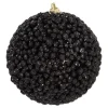Weihnachtskugel Mit Dekoperlen, Schwarz, Kunststoff, 8 Cm